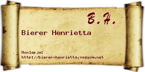 Bierer Henrietta névjegykártya